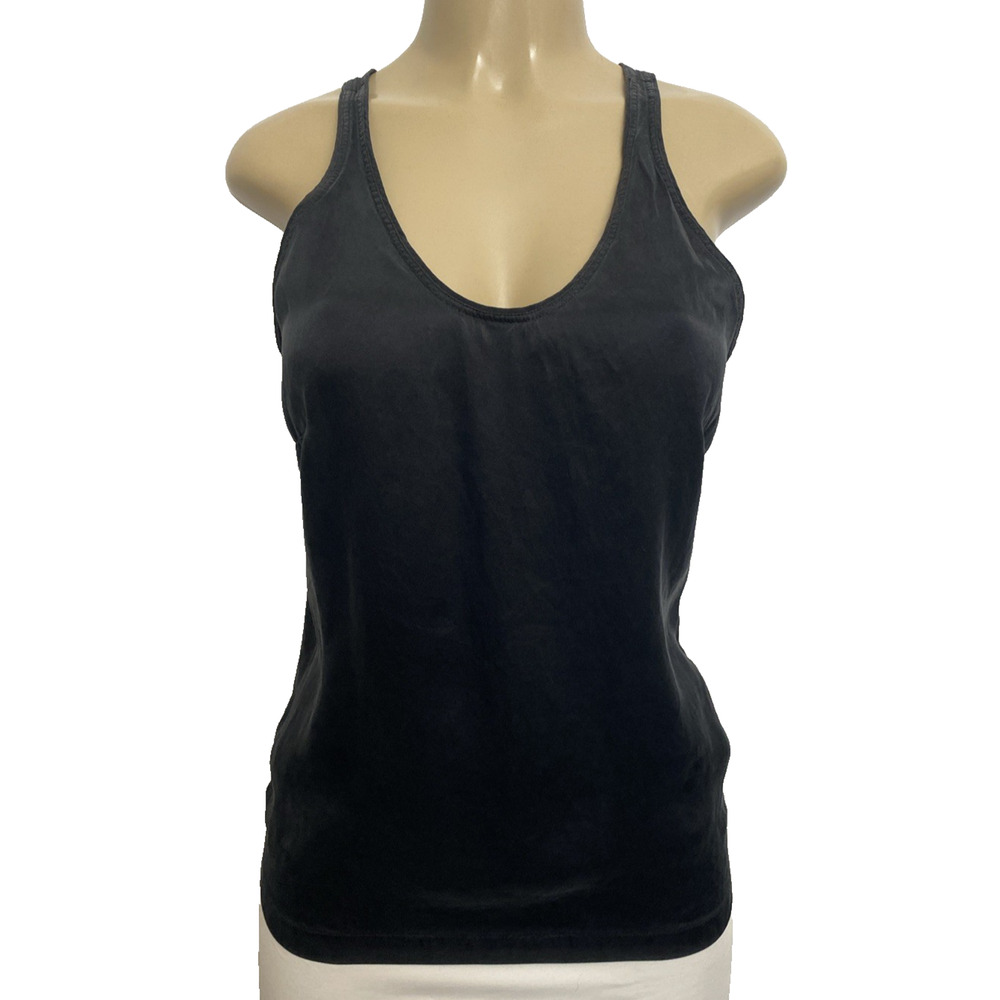 BARBARA BUI Tank Top Shirt Blouse Scoop Neck Black Sleeveless Racerback Silk 38